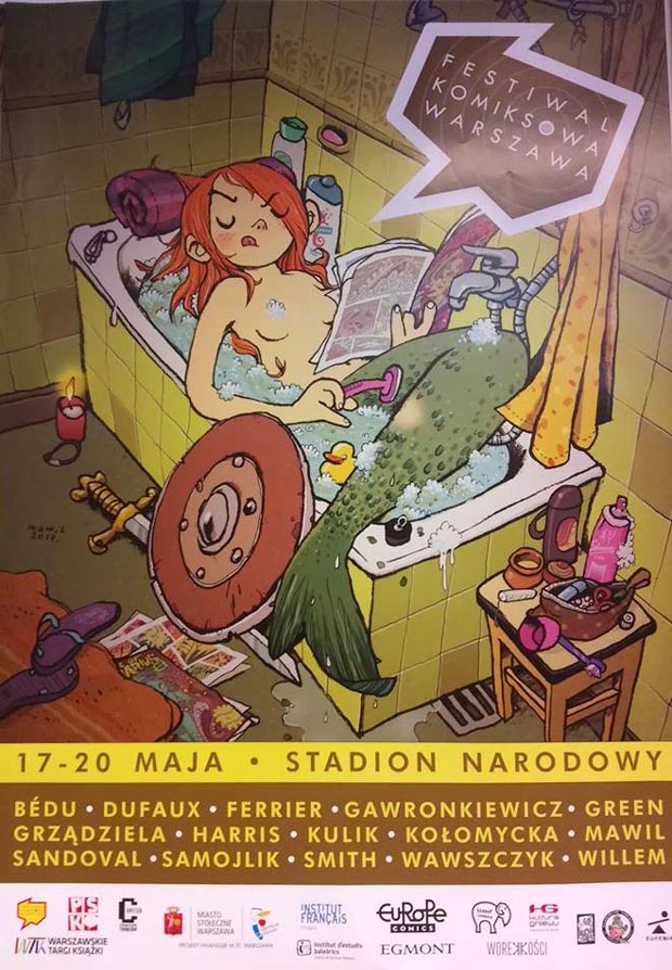 Plakat festiwalowy z wykorzystaniem ilustracji, której autorem jest Mawil (Niemcy)