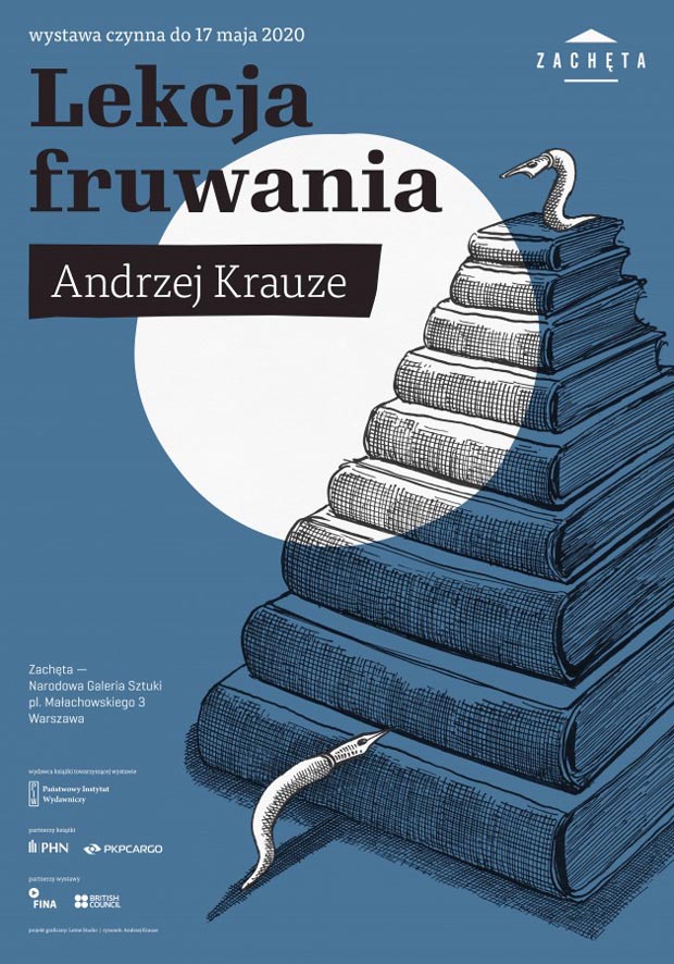 Andrzej Krauze "Lekcja fruwania" - projekt graficzny: Lotne Studio; rysunek: Andrzej Krauze